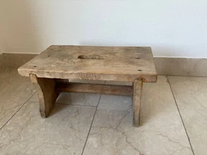 Alter Schemel Hocker Fußhocker Fußbank Blumenhocker Holz Shabby Vintage - Bild 1 von 6
