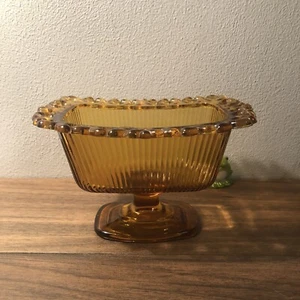 GorgeousVntage amber indiana glass Rectangle Pedestal Glass Candy /Cracker Dish - Picture 1 of 9