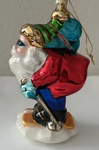 Cristal Mercurio Adorno Navidad "Skiing Santa" - 6" Alto - Imagen 1 de 5