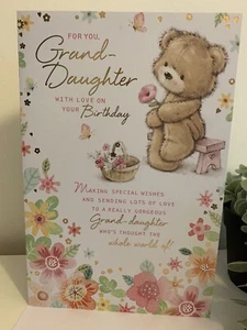 GRANDDAUGHTER GRANDAUGHTER HAPPY BIRTHDAY CARD -INSERT-NICE VERSE-Gold Foil. - Picture 1 of 3