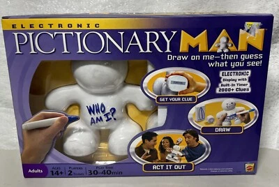 Pictionary Man Electronic Party Game Mattel Tested Works Complete 14 And Up - Image 1 of 3