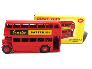 Dinky Toys LONDON BUS 291 Autobus Exide Batteries Red Die Cast Vintage - Picture 1 of 14