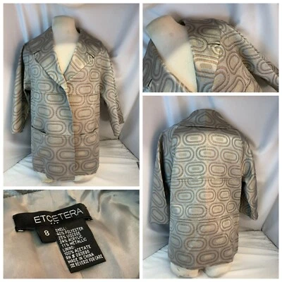 Chaqueta Blazer Etcetera Talla 8 Gris Tostado Ovalados Poli Acrílico Metálico YGI L1-25 Foto 1 de 4