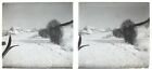 Ski Montagne c1950 Photo Stereo Amateur Plaque de verre Vintage V36L25n1