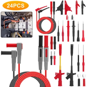 24 in 1 Electrical Multimeter Test Leads Set Banana Plug Alligator Clip Probes - Picture 1 of 8