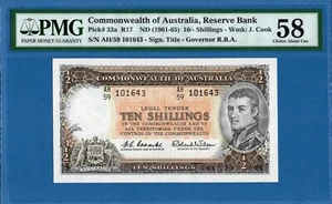 Australia, 10 scellini, 1961-65, AUNC-PMG58, P33a - Foto 1 di 2