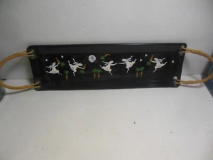 Karen Howell Ceramic Rectangle Tray Rabbit Moon Dance 14.5”x 4.5” 1987 Vintage - Imagen 1 de 12