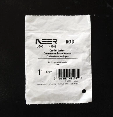 1 package of 2 Neer L-300 Locknuts 49103 for 1 inch rigid and IMC conduit - Image 1 of 3