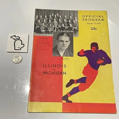 1934 Illinois Illini @ Michigan GERALD FORD Original Football Program FR- - Image 1 of 4