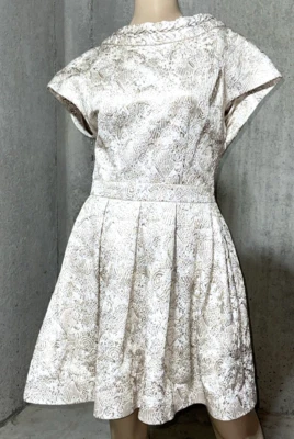 Vestido de cóctel Zac Posen pasarela capucha espalda brocado dorado claro jacquard EE. UU. 8 Foto 1 de 4