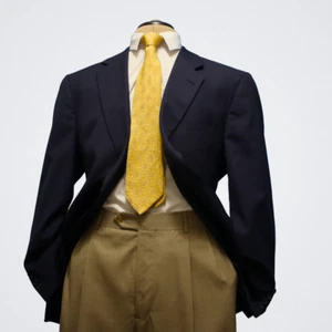 Hart Schaffner Marx Sport Coat 44R Navy Blue Pinstripe Gold Trumpeter 2 Button - Picture 1 of 15