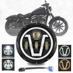 7" inch Motorcycle LED Headlight DRL For Harley Street Glide Softail FLHX - Picture 1 of 12