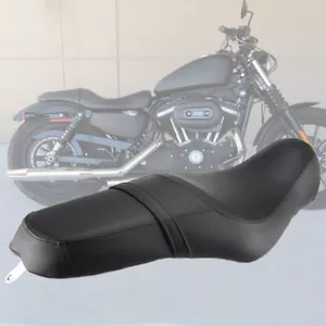 Driver & Rear Passenger Leather Two Up Seat for Harley Sportster XL 883 1200 48 - Picture 1 of 13