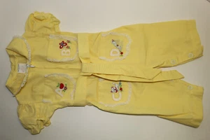 Vtg Baby Girl Yellow Jumper Outfit ABC Embroidered Lace 3-6M Made In Philippines - Picture 1 of 10