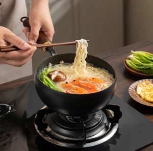 Sartén de hierro japonesa, sartén de hierro japonesa con tapa de madera, sartén antiadherente forjada a mano - Imagen 1 de 15