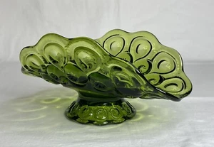 Vintage LE Smith Moon & Stars Green Banana Boat Fruit Footed Glass Dish  - Picture 1 of 8