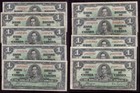 10 x billets de banque 1937 Canada 1 $ tout en bon état ou mieux 10 billets