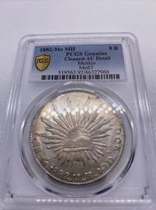 1882 MO MH 8 Reales Mexico Eagle Silver PCGS AU Details Beauty Toning RARE #7966 - Picture 1 of 14