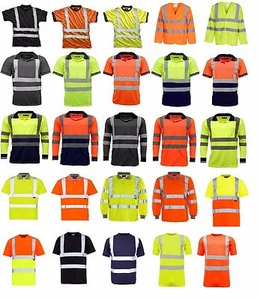 Hi Viz Vis Polo T-Shirt Top Hohe Sichtbarkeit Sicherheit Arbeitskleidung Shirts T-Shirt - Bild 1 von 34