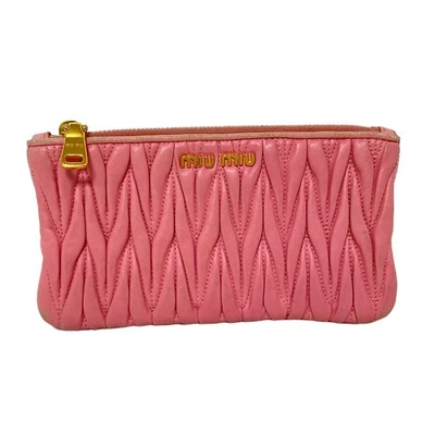 Auténtico miumiu - Estuche para monedas de cuero rosa Foto 1 de 4