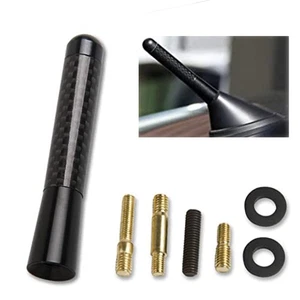 3" inches Car Antenna Carbon Fiber Radio FM Antena Black Kit Universal Screw NEW - Picture 1 of 12