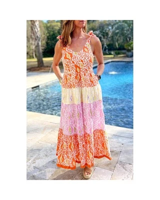 Azura Exchange Tiered Maxi Dress Women Orange Foto 1 de 4