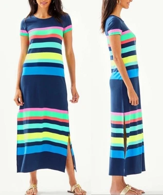 LILLY PULITZER Size Large Tae Maxi Dress Lightweight Stretch Colorful Striped - Image 1 of 4