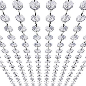 Crystal Garland Strands - Hanging Chandelier Gem Bead Chain - 14Mm Clear Octagon - Picture 1 of 12