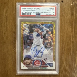 2023 Topps Chrome Rookie Gold Wave Refractor /50 Esteban Quiroz PSA 10 - Picture 1 of 2