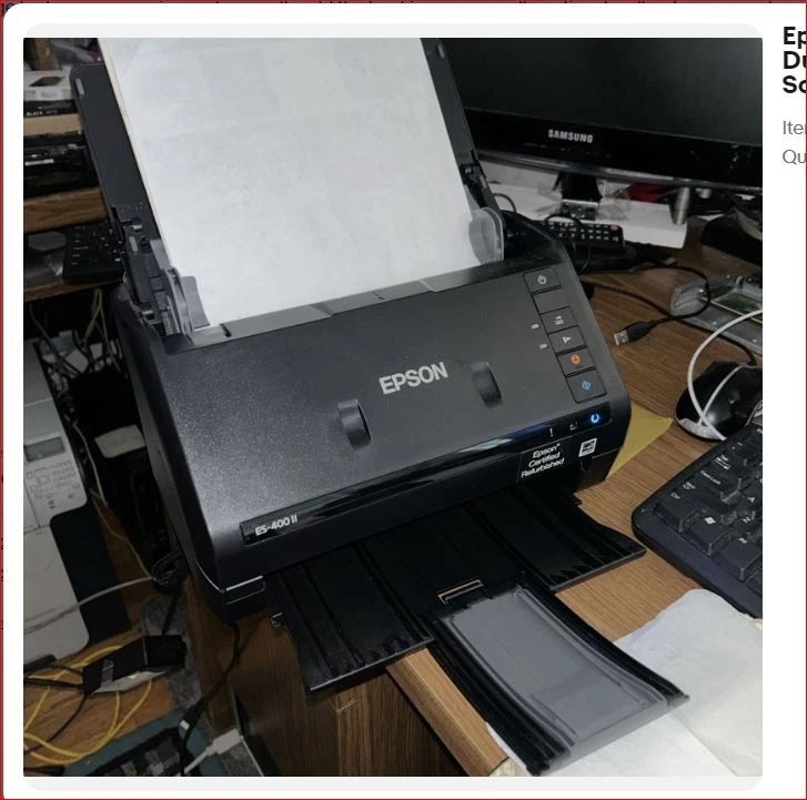 Epson Workforce B11B261201 ES-400 II Duplex Desktop Document Scanner - Image 1 of 1