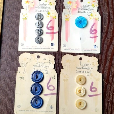 Vintage Lady Washington Button 4 Cards | Gray, Blue, Navy, Cream | Mixed Sizes  - Image 1 of 4