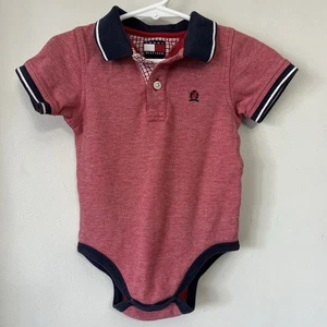 Vintage Tommy Hilfiger Baby Kleinkind Polo Einteiler Größe 18-25 Monate roter Kragen - Bild 1 von 12