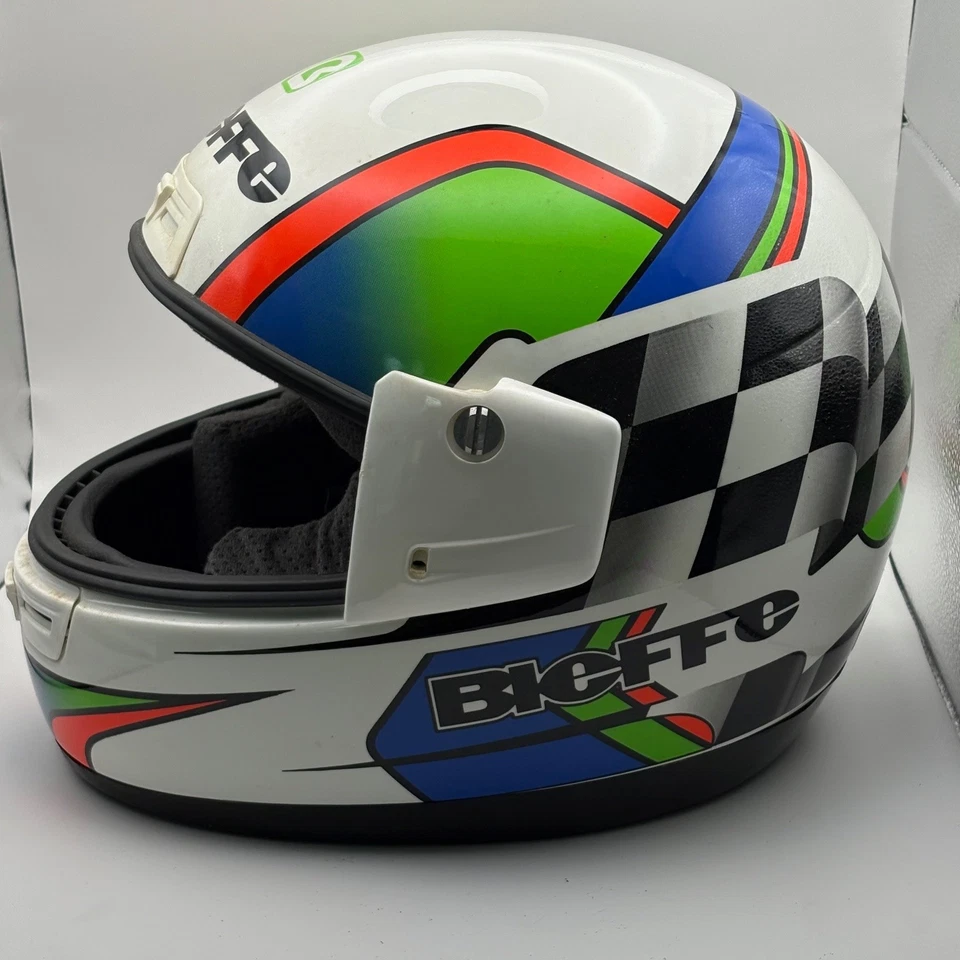 Casco de moto Bieffe vintage (década de 1990) talla XL en caja original bandera a cuadros Foto 1 de 4
