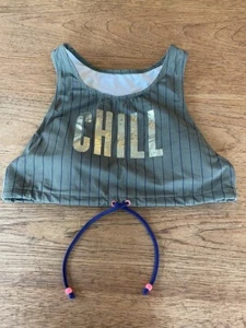 PINK Victoria's Secret Bikini-Top grün Logo LARGE hochgeschlossen gefüttert Badeanzug - Bild 1 von 2