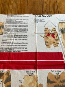 Scaredy Cat Panel Vintage Cut & Sew Fabric makes 1 Cat Uncut Sewing Fabric - NEW - Picture 1 of 5