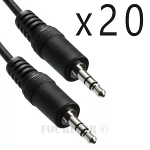 20 Pack Lot - 12ft 1/8" 3.5mm Audio Headphone Male Stereo Cable M/M MP3 Aux PC - Picture 1 of 2