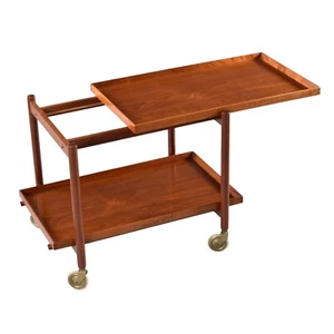 Poul Hundevad for Domus Mid Century Danish Teak Expanding Serving Bar Cart - Picture 1 of 13