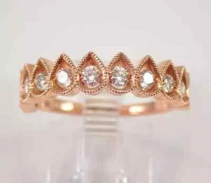 2.00Ct Round Cut Real Moissanite Women's Wedding Band Ring 14K Rose Gold Plated - Picture 1 of 7