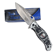 Knife Dark Side 8.50" Overall Skull Liner lock A/O Gray DS-A024GY