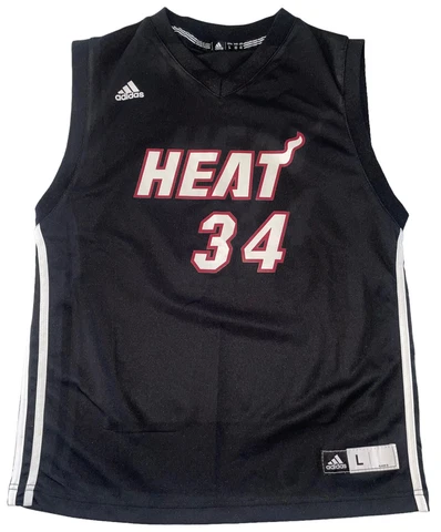 Ray Allen Youth Large Adidas Jersey Black Screen Print Basketball Miami Heat #34 Cover
