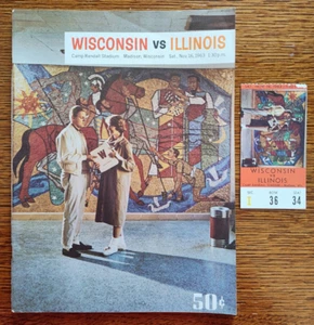 1963 NCAA Big Ten Football Program & Stub Wisconsin v Illinois Dick Butkus EX + - Picture 1 of 10