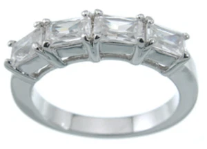Anillo de novia 1,00 quilates 4 piedras cz 925 acabado platino plata esterlina talla 5-9 - Imagen 1 de 5