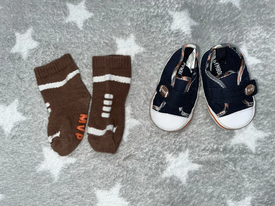 Zapatos Calcetines Vintage Gymboree Pequeños MVP 0-3 Meses Fútbol Foto 1 de 3
