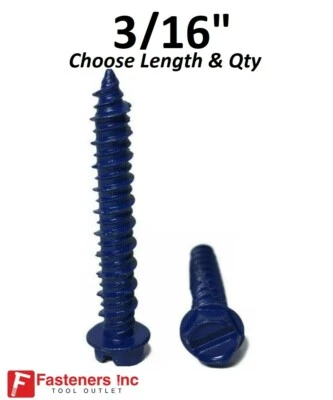 3/16" Hex Head Concrete Masonry Tapcon Anchor Screw (Choose Length & Qty)