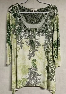  G Collection Gray Silver Glitter Blouse Top Sparkle Shirt Key Hole Sz 2X - Picture 1 of 8