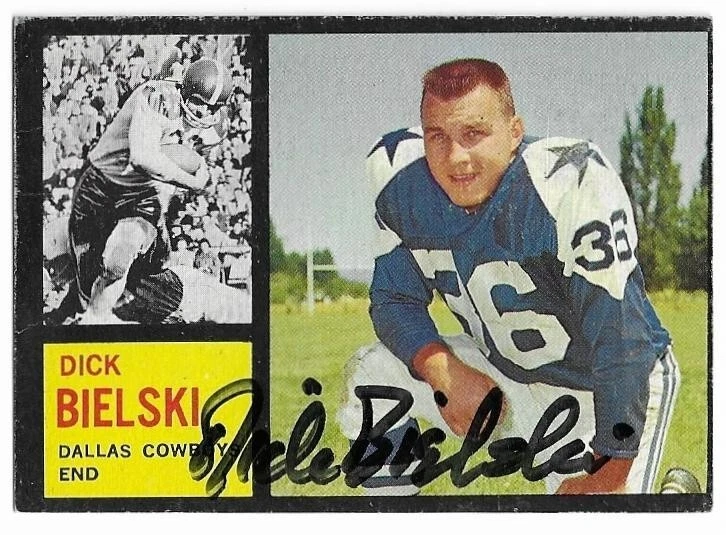 DICK BIELSKI 1962 Topps Signed Autographed Football card #43 Dallas Cowboys COA - Image 1 of 1