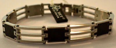 PULSERA DE ESLABONES ROCHET ROMA ACERO INOXIDABLE ESMALTE NEGRO PARA HOMBRE NUEVA CON ETIQUETAS Foto 1 de 4