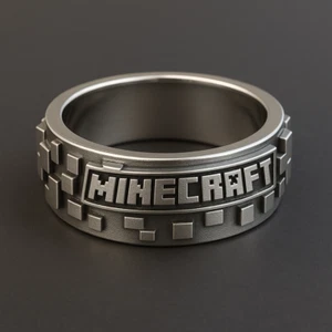 SELTENER MASSGESCHNEIDERTER SILBER MINE CRAFT SAMMLER RING PIXEL DESIGN SCHMUCK LIMITIERT - Bild 1 von 7