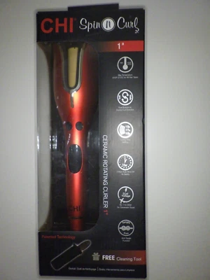 CHI Spin N' Curl 1" Ceramic Rotating Hair Curler Iron, Ruby Red - Image 1 of 3