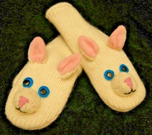 deLux Special Edition CAT MITTENS knit ADULT costume FLEECE LINED ladies gloves - Picture 1 of 3